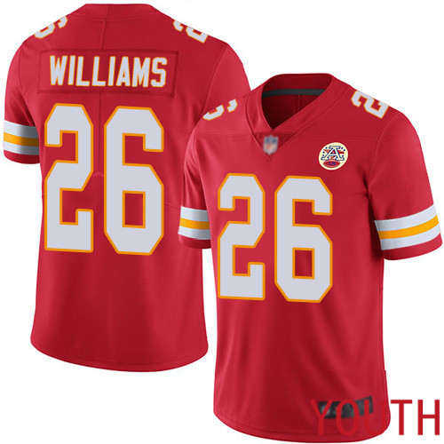 Youth Kansas City Chiefs #26 Williams Damien Red Team Color Vapor Untouchable Limited Player Football Nike NFL Jersey->youth nfl jersey->Youth Jersey
